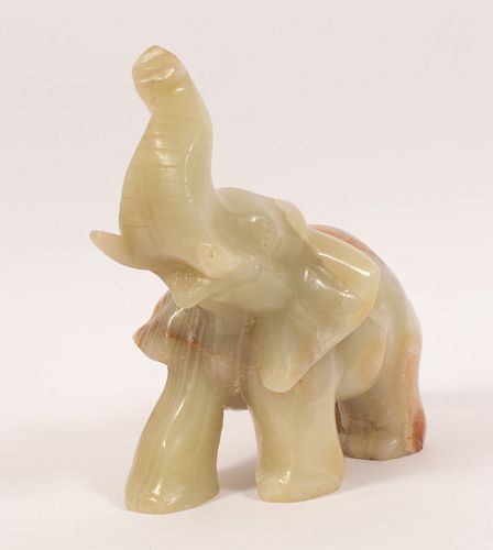 CARVED ONYX ELEPHANT, MEXICAN H 12" L 13" 