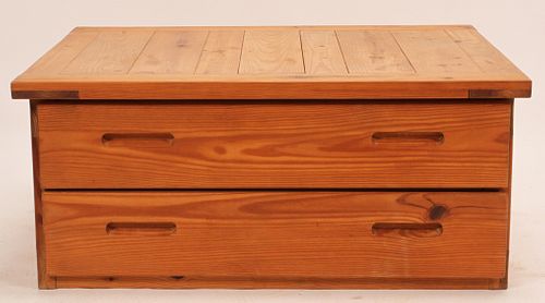 PINE TWO DRAWER SIDE TABLE H 18" L 41" D 32" 