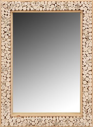AMERICAN COUNTRY STYLE CLUSTERED BIRCH FRAME WALL MIRROR H 43" W 32" 