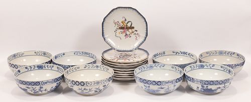 CHINESE CONTEMPORARY LARGE SERVING  BOWLS (8) & DECORATIVE PLATES (9) 