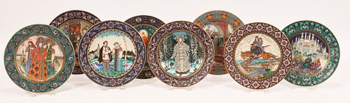 VILLEROY AND BOCH LIMITED EDITION PORCELAIN PLATES, EIGHT PIECES, DIA 8 1/2", "THE RUSSIAN FAIRY TALES" 