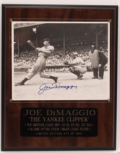 JOE DIMAGGIO SIGNED  PHOTO H 15" W 12" LIMITED EDITION 471/1941 