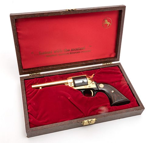 COLT GOLD PLATED SINGLE ACTION FRONTIER SCOUT REVOLVER, .22, GENERAL NATHAN BEDFORD FORREST COMMEMORATIVE, 1193 NBF 
