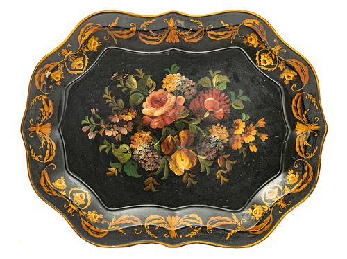 PAINTED TOLE SERVING TRAY, C 1900 W 21" L 26" 