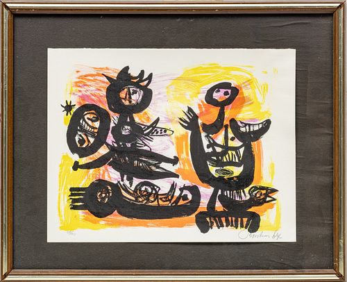 ANTON ROOSKENS (DUTCH, 1906–1976) LITHOGRAPH IN COLORS, ON WOVE PAPER, 1967 H 11.75" W 15.25" TWO FIGURES 
