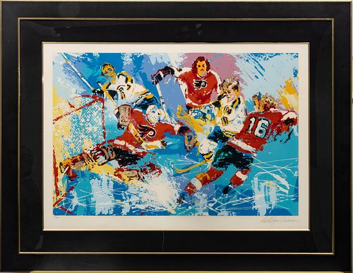 LEROY NEIMAN (AMERICAN, 1921-2012), SERIGRAPH IN COLORS ON WOVE PAPER, H 24.5", W 37", HOCKEY 