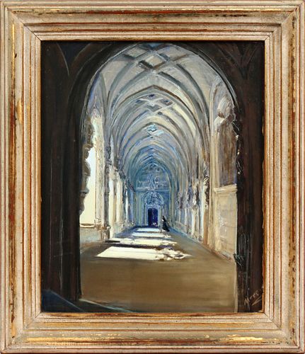 MOREING, PASTEL ON PAPER, H 21", L 17", "CLOISTER" 