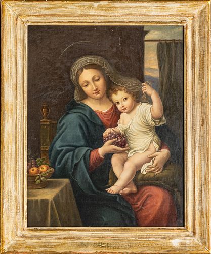 AFTER PIERRE MIGNARD, OIL ON CANVAS BOARD, H 21.5" W 16.5" "THE VIRGIN OF THE GRAPES" 