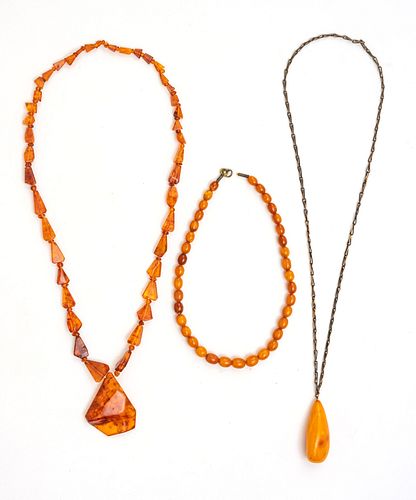 AMBER NECKLACES AND PENDANT, L 16"-26" 