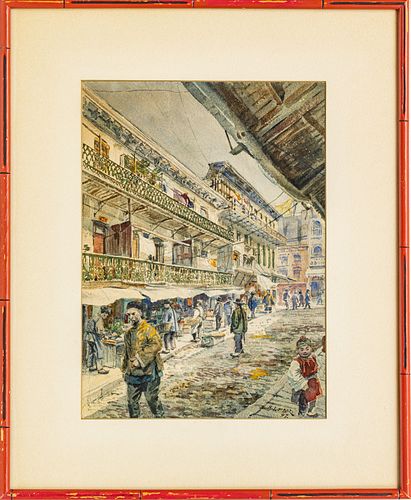 RICHARD LORENZ (GERMAN/AMER., 1858-1915) WATERCOLOR ON PAPER, 1897 H 14" W 10" 