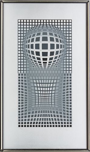 VICTOR VASARELY (FRENCH/HUNGARIAN, 1906–1997) SILKSCREEN IN COLORS, ON WOVE PAPER, H 27.25" W 13.5" VP (GRIS) 