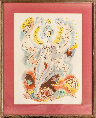 ANDRE MASSON (FRENCH, 1896–1987) LITHOGRAPH IN COLORS, ON WOVE PAPER 1970 H 24" W 18" THE METAMORPHOSIS OF WOMEN 