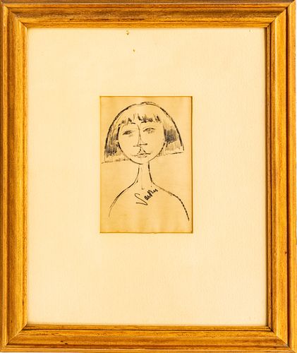 SARKIS SARKISIAN (AMERICAN 1909–1977) CHARCOAL ON PAPER, 1950, H 7" W 5" "RIMA" 