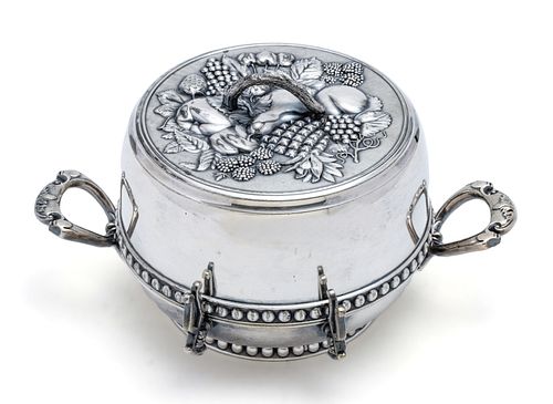 JAMES TUFTS, BOSTON, SILVER PLATE COVERED BUTTER DISH, C 1890