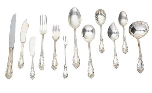REED AND BARTON, SILVER PLATE FLATWARE SET FOR 12,  137 PCS "TIGER LILY" 