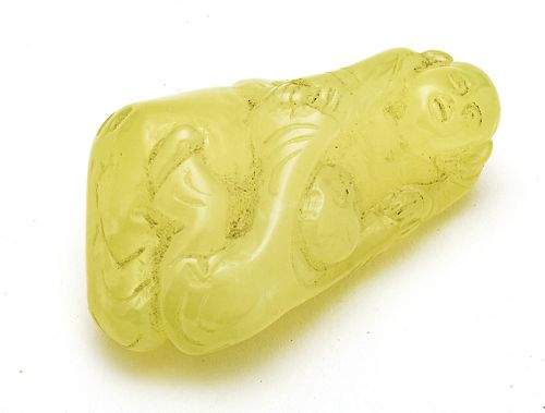 CHINESE JADE CARVING, FATHER AND CHILD C 1900 L 3" 