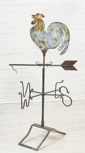 IRON WEATHERVANE, ROOSTER SILHOUETTE C 1920 H 52" W 26" 