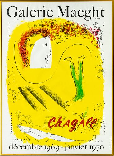 CHAGALL POSTER, DEC 1969, MOURLOT, MAEGHT EDITION H 30" W 22" 