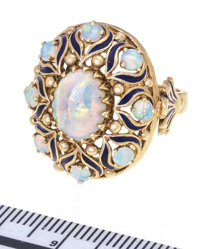 OPAL AND 14 KT GOLD RING C 1940 SIZE 6 3/4 