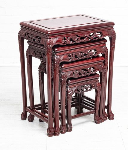 CHINESE NEST OF FOUR TABLES, GRADUATED SIZES C 1980 H 26" W 20" D 14" 