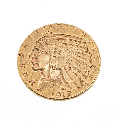 UNITED STATES 1912 INDIAN HEAD  $5 DOLLAR GOLD COIN