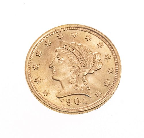 UNITED STATES 1901 CORONET HEAD $2.50 GOLD COIN