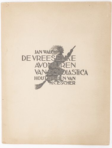 M.C ESCHER (DUTCH, 1898–1972) DE VREESELIJKE AVONTUREN VAN SCHOLASTICA (THE TERRIFYING ADVENTURES OF SCHOLASTICA), 1931, H 12.75" W 9.75" 