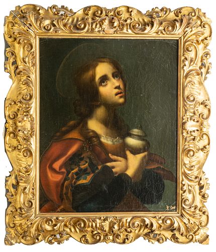 AFTER CARLO DOLCI, OIL ON CANVAS, 19TH C., H 29", W 23", MARY MAGDALENE 