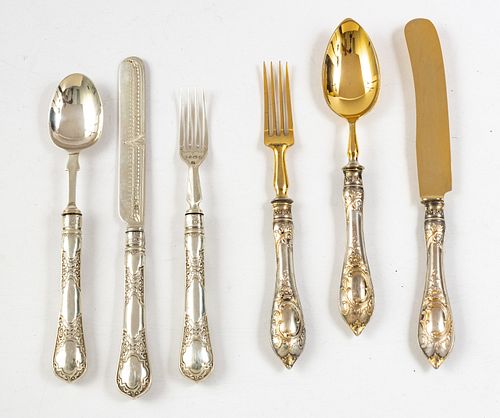 800 PTS SILVER THREE PIECE YOUTH SET: KNIFE, FORK SPOON TWO SETS OF THREE 