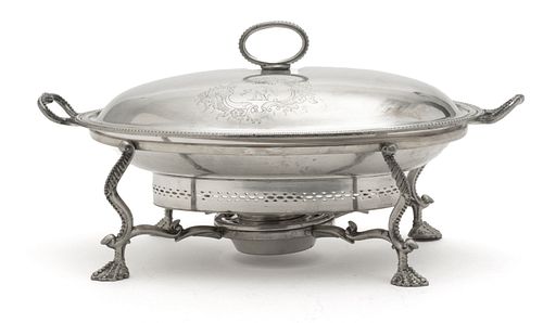 ELECTRO PLATE SILVER CASSEROLE WARMER WITH FRAME, C 1900 W 8" L 14" 