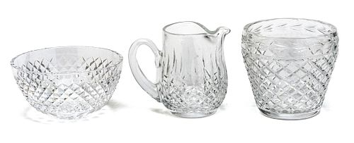 CUT CRYSTAL, FEAT. WATERFORD, PITCHER, BOWL & ICE BUCKET, 3 PCS, H 4"-6.25"