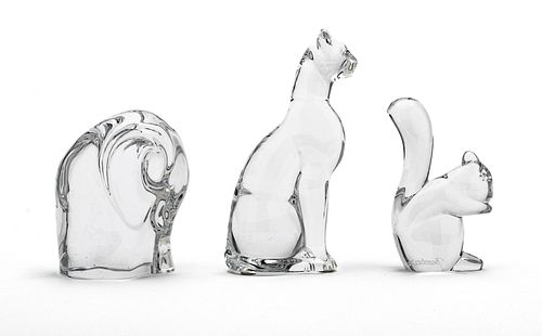 BACCARAT CAT, SQUIRREL H 4", 6" ALSO ORREFORS 4" 