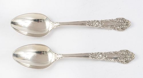REED AND BARTON STERLING SILVER "FRENCH RENAISSANCE" SERVING SPOONS, TWO L 8" 