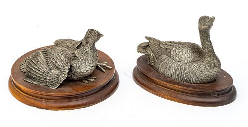 CHILMARK PEWTER CANADA GOOSE AND  RUFFLED GROUSE H 4" W 6" 