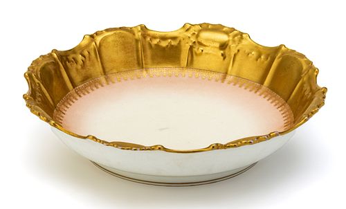 LIMOGES BOWL, FIRED GOLD  DIA 10" 