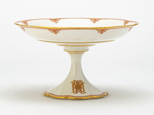 FRENCH  PORCELAIN COMPOTE C 1900 H 5" DIA 8.9" 