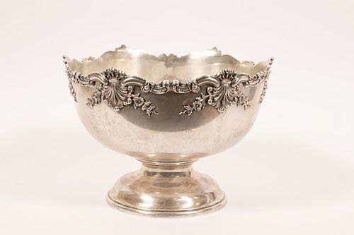 STERLING SILVER PUNCH BOWL, C. 1925, 47TR.O H 9" DIA 12" 