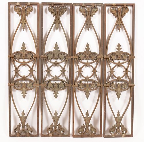 BRONZE WALL GRATES EARLY 20TH CENTURY GROUP OF FOUR H 26" W 6" 