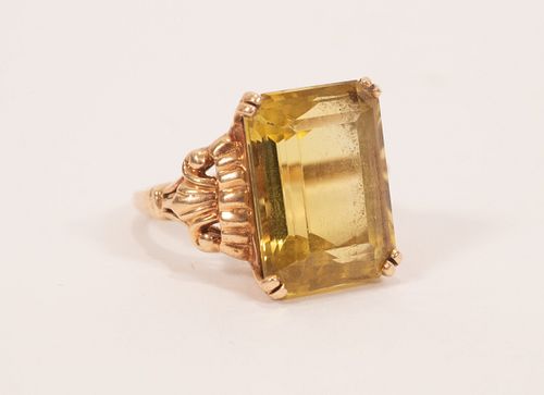 14K YELLOW GOLD AND CITRINE  RING  C. 1950 SIZE 7 
