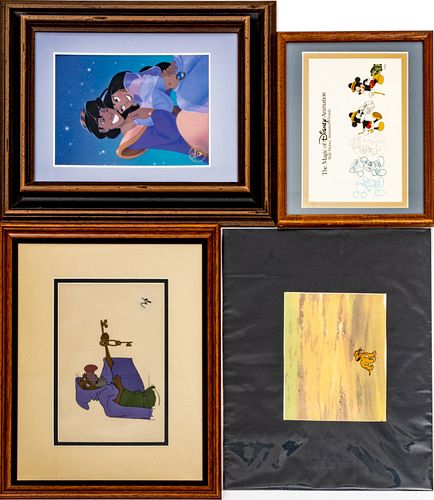 WALT DISNEY STUDIOS ANIMATION CELS, 20TH C., TWO PLUS, TWO OTHERS, ROBIN HOOD, THE LION KING 
