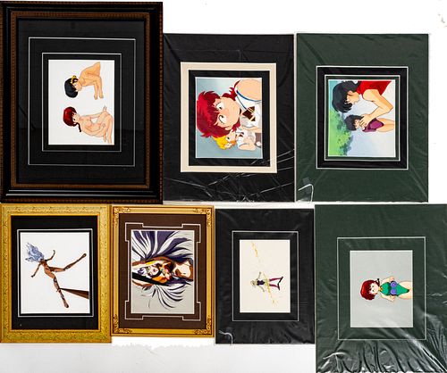 JAPANESE ANIMATION CELS AND SKETCHES, 20TH C., THIRTEEN PIECES, SAILOR MOON, RANMA 1/2, PROJECT A-KO, ECT. 