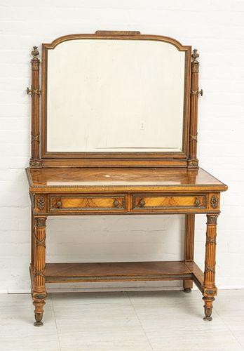 FRENCH EMPIRE STYLE ROSEWOOD, BRONZE ORMOLU VANITY C 1920 H 30" L 42" D 23" 