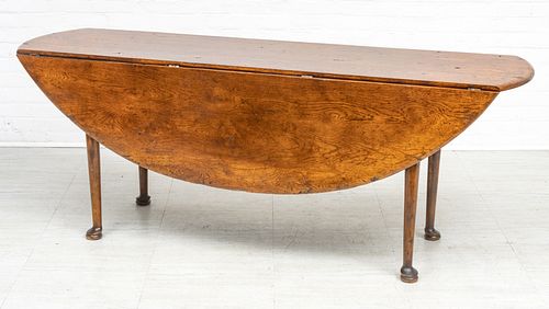 QUEEN ANNE STYLE YEW WOOD DROP LEAF TABLE W 21" OPENS TO 55" L 76" 