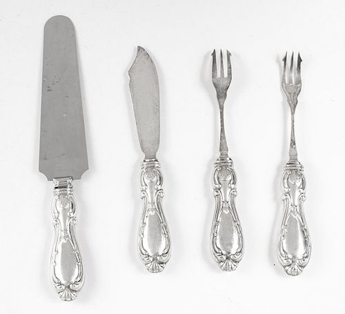 ENGLISH STERLING SILVER HANDLE SERVING PIECES 4 PCS. 