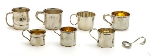 STERLING SILVER BABY CUPS (7) 8 PCS. 