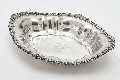 STERLING SILVER OPEN VEGETABLE DISH, SPALDING AND CO, TROPHY W 8" L 11" 