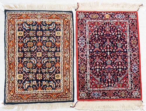 PERSIA AND INDIA ORIENTAL MATS C 1960, TWO W 2' L 3' 