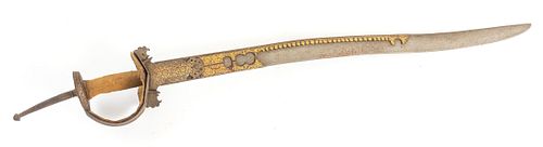 INDIAN SOSUN PATTAH SWORD WITH KOFTGARI BASKET HILT, CIRCA 19TH C., L 28" BLADE 