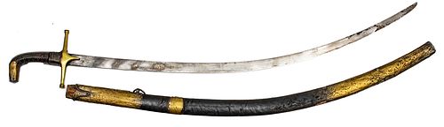 INDO-PERSIAN SHAMSHIR SWORD, 19TH C., L 31" BLADE 