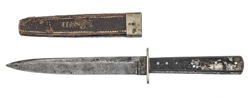 EDWARD BARNES & SONS FIGHTING KNIFE, 19TH C., L 5 1/2" BLADE 